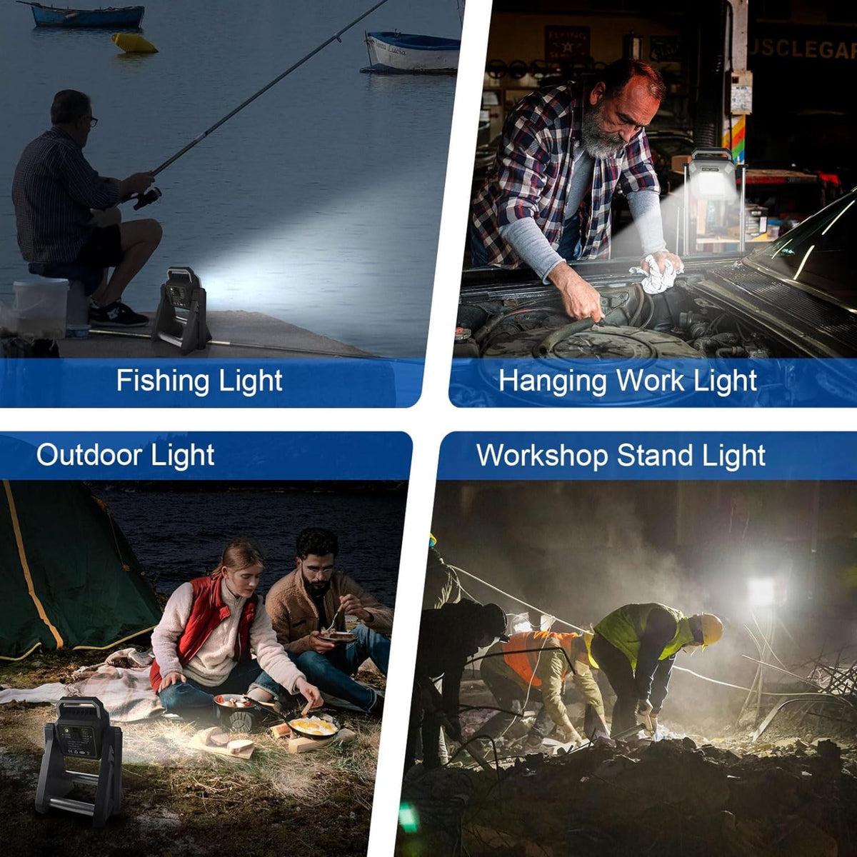 Multi-purpose work light with extendable base - black