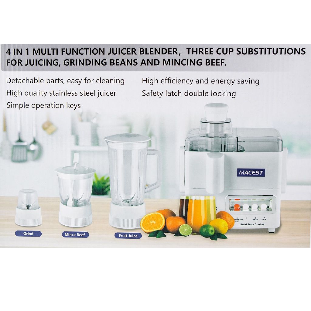 خلاط عصارة كهربائي 4 في 1 بقوة 400 واط من Macest – موديل MC-59105 – أبيض