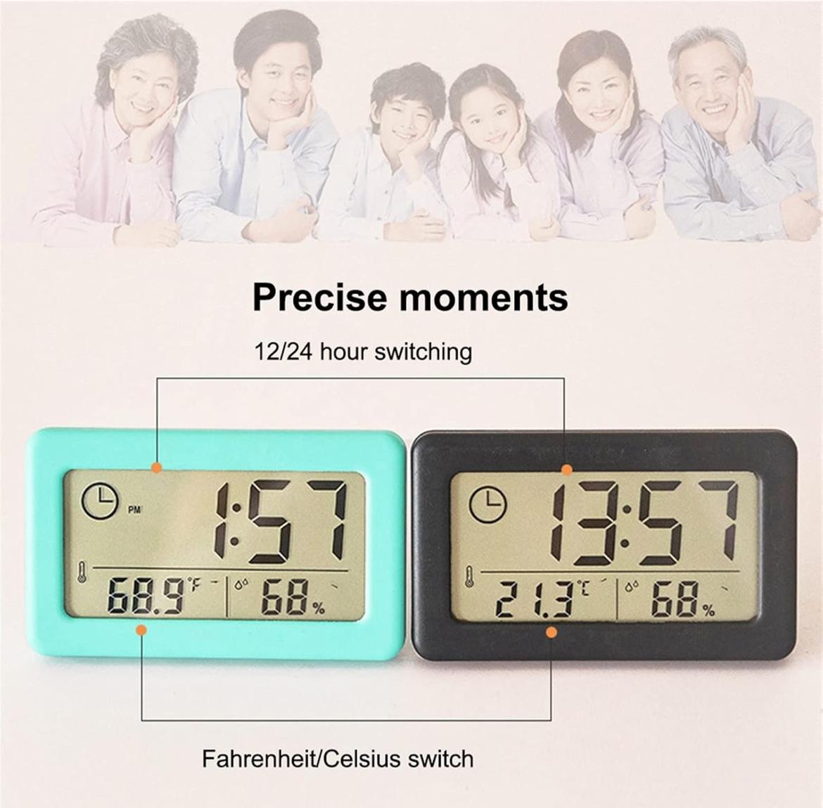 nz منبه رقمي | ساعة منبه رقمية لسطح المكتب مزودة بدرجة حرارة