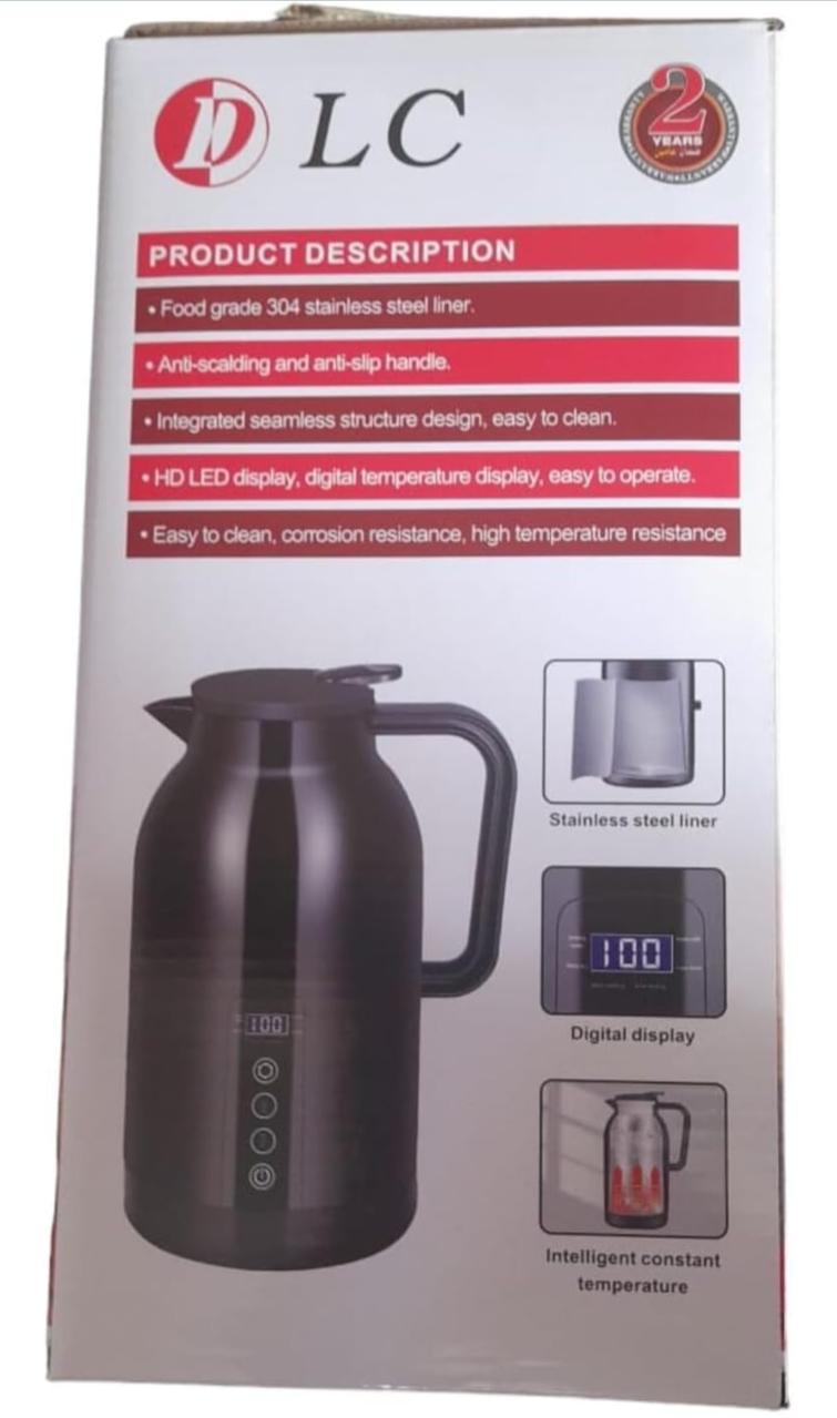 غلاية السفر Fipka DLC بسعة 1300 مل – تعمل على ولاعة السيارة والشاحنة (12 فولت / 24 فولت) – أسود – موديل DLC-HT2254