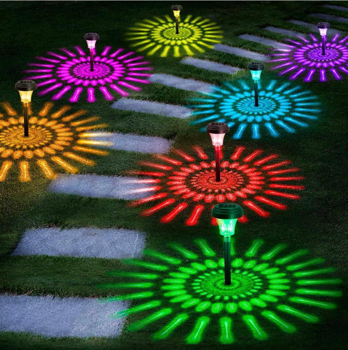 مصابيح ROOR الشمسية للممرات (عدد 2)، ألوان RGB متغيرة + أبيض دافئ