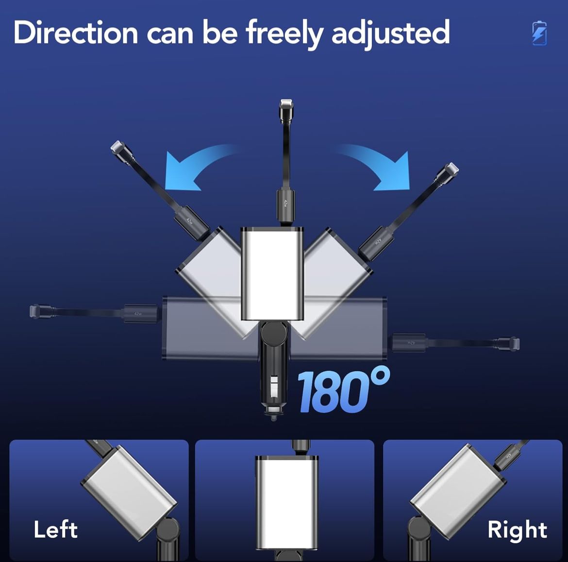 شاحن سيارة قابل للسحب 4 في 1، متوافق مع iPhone 16