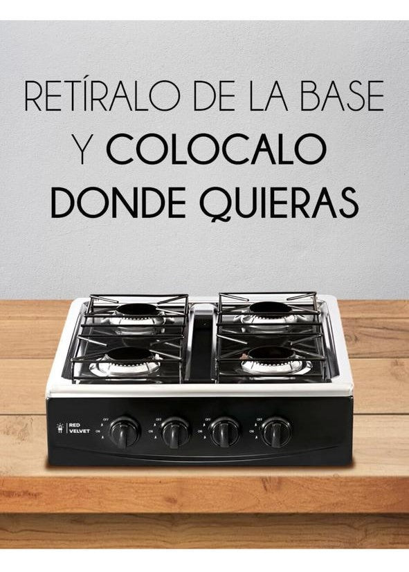 الشواية متعددة الاستخدامات RED VELVET بالغاز مع 4 شعلات ورف