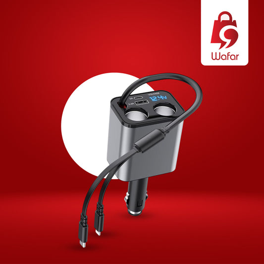 شاحن سيارة قابل للسحب 4 في 1، متوافق مع iPhone 16