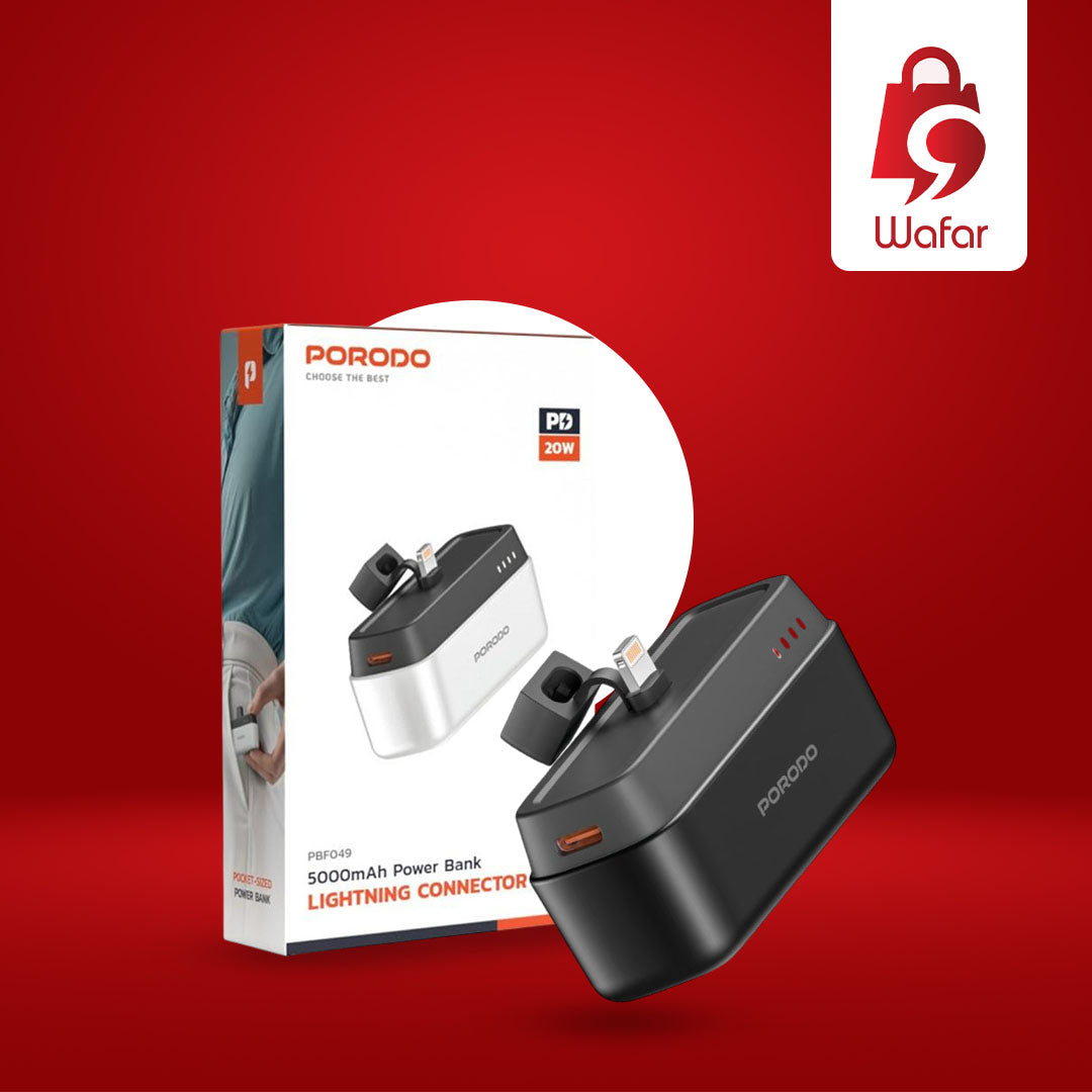 باور بانك بورودو 5000 مللي أمبير مع موصل Type-C – أسود وأبيض