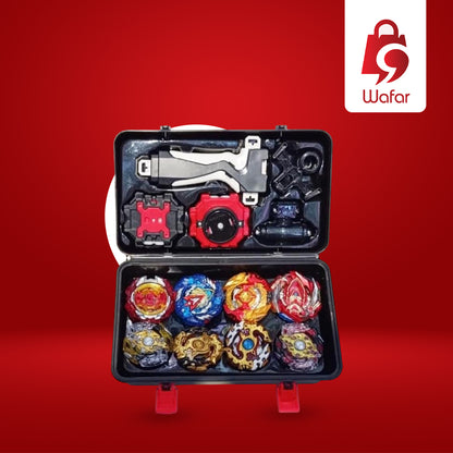 مجموعة إطلاق وصندوق تخزين لبازل بلابل الانفجار 4D – مجموعة بلابل دوران مع قاذف للأطفال – 8 قطع