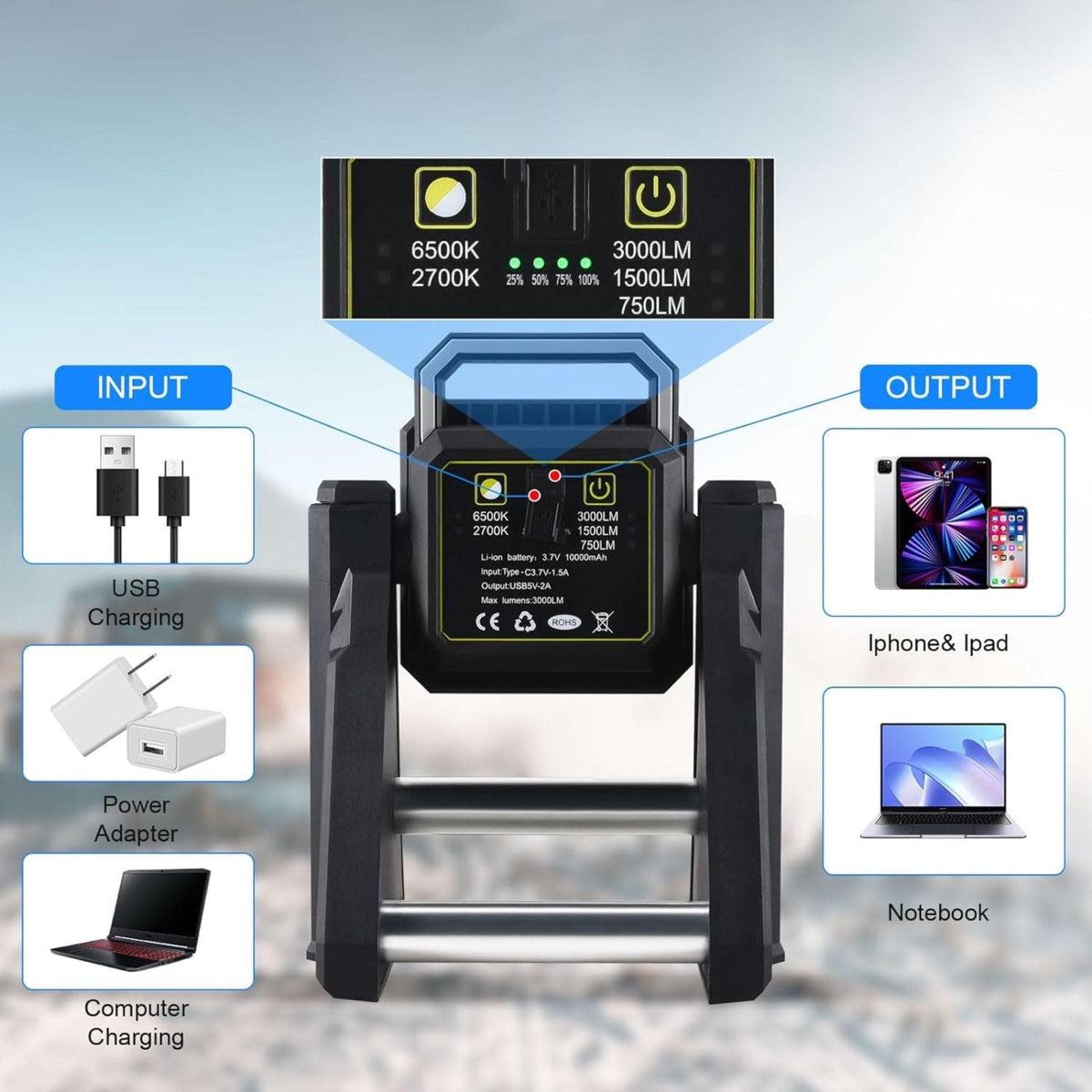 Multi-purpose work light with extendable base - black