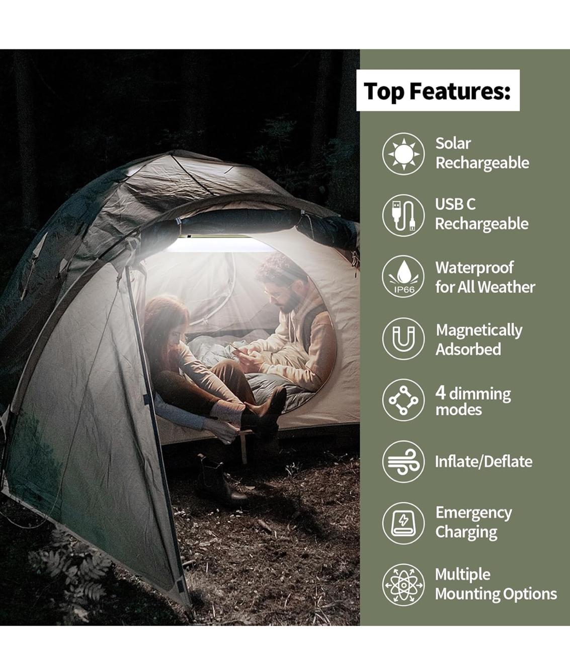 Qoolife 60cm Solar Camping Lights