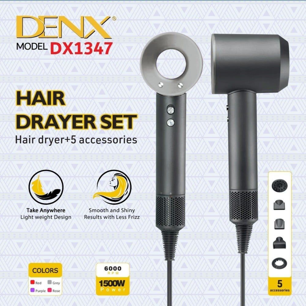 Denx DX1347 Hair Dryer with Accessories