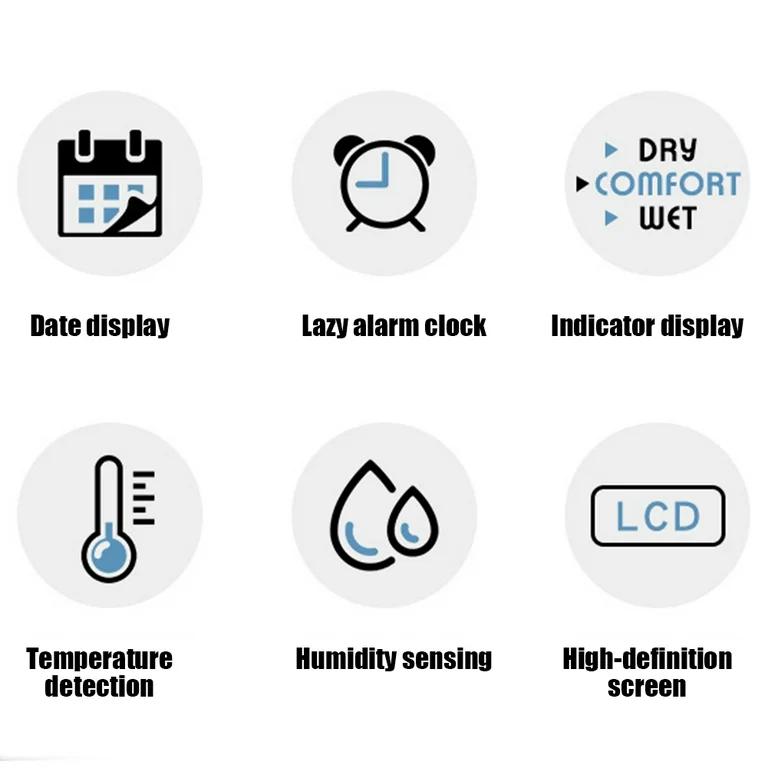 ساعة منبّه رقمية، عرض 12/24 ساعة، بطارية 240mAh