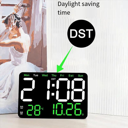 ساعة حائط إلكترونية مع عرض درجة الحرارة والتاريخ