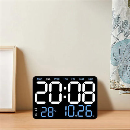 ساعة حائط إلكترونية مع عرض درجة الحرارة والتاريخ