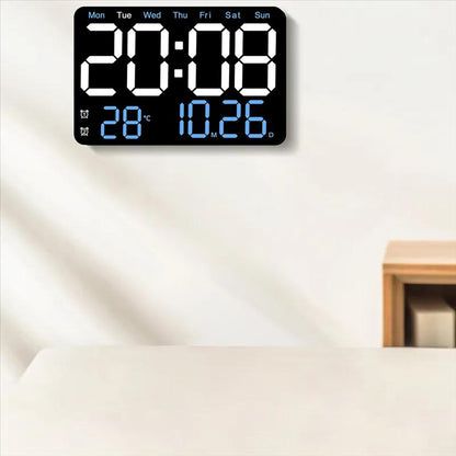 ساعة حائط إلكترونية مع عرض درجة الحرارة والتاريخ