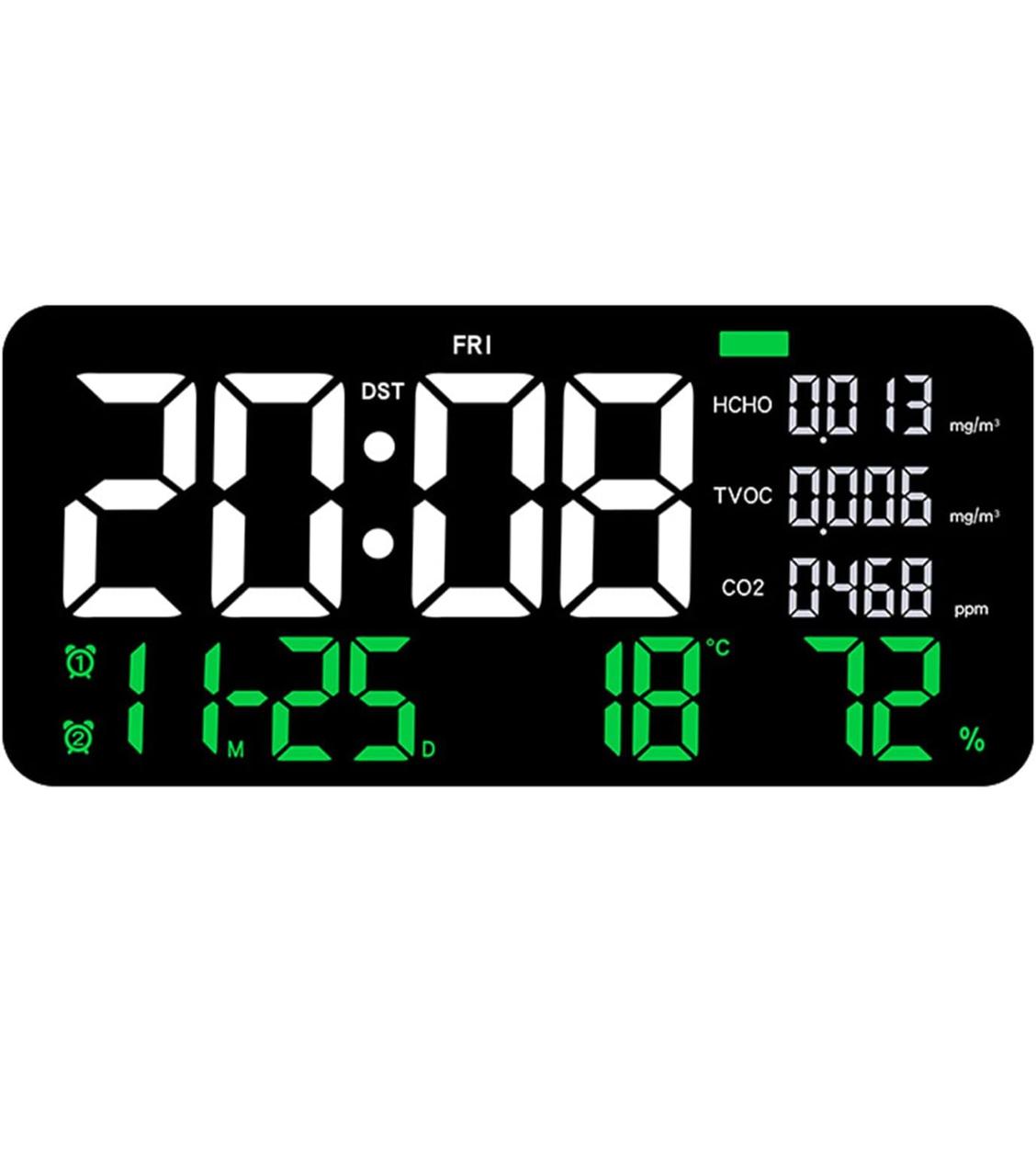 ساعة حائط متعددة الوظائف لمراقبة جودة الهواء مع كشف الفورمالديهايد