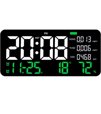 ساعة حائط متعددة الوظائف لمراقبة جودة الهواء مع كشف الفورمالديهايد