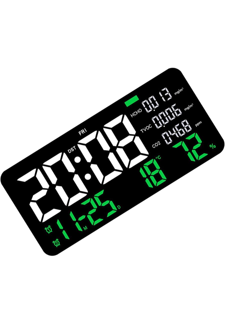 ساعة حائط متعددة الوظائف لمراقبة جودة الهواء مع كشف الفورمالديهايد