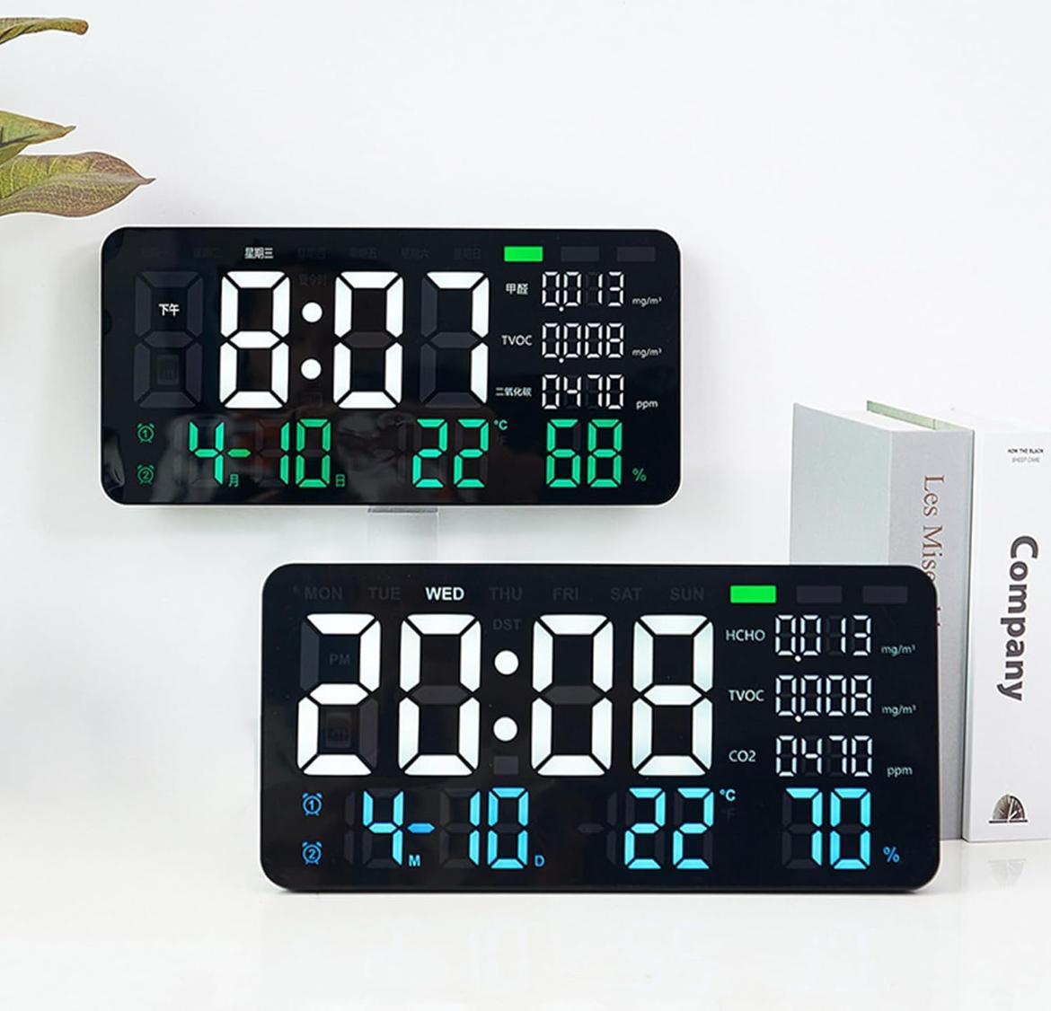 ساعة حائط متعددة الوظائف لمراقبة جودة الهواء مع كشف الفورمالديهايد