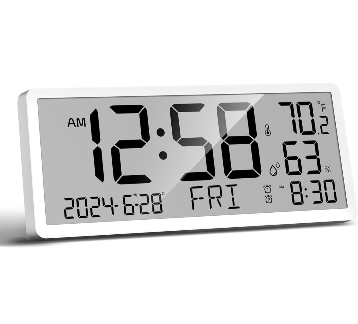 ساعة حائط رقمية من MASHI - شاشة كبيرة 14 بوصة