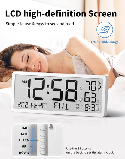 ساعة حائط رقمية من MASHI - شاشة كبيرة 14 بوصة