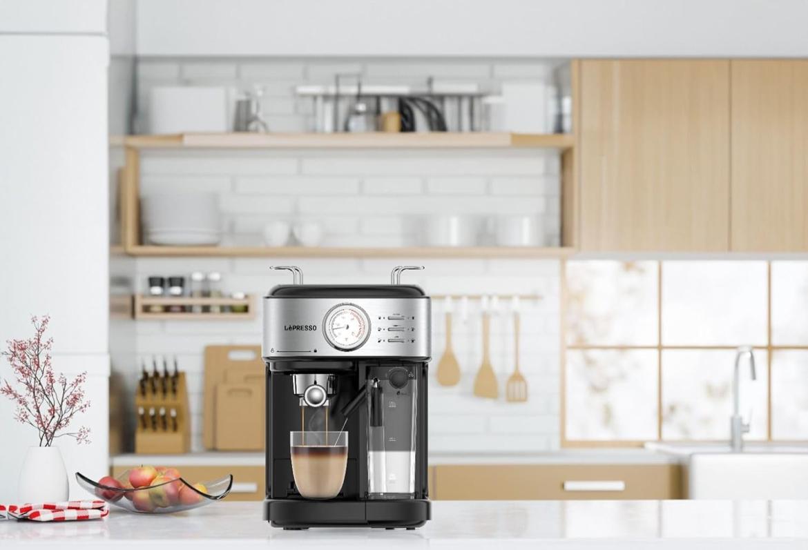 ماكينة قهوة LePresso بضغط قوي 20 بار مع فلتر كبسولات