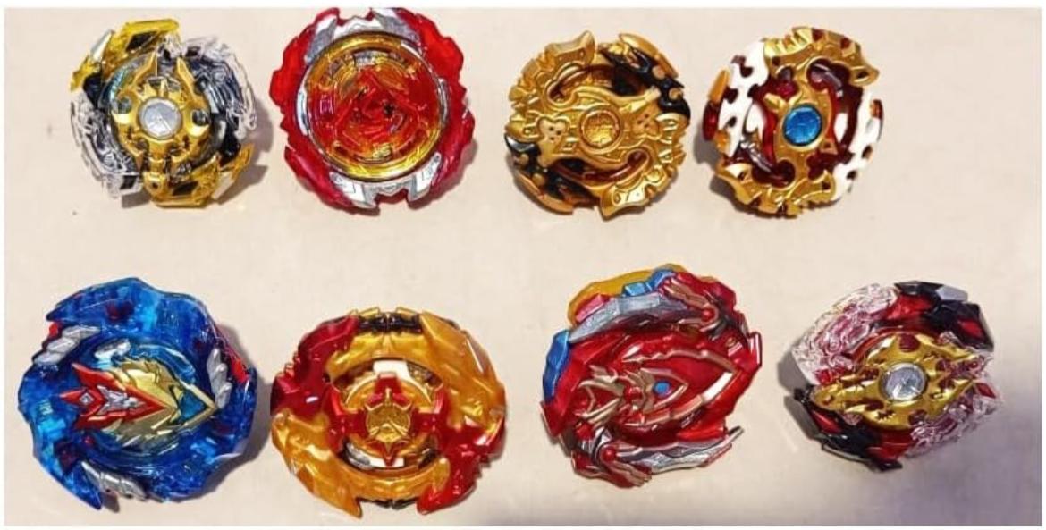 مجموعة إطلاق وصندوق تخزين لبازل بلابل الانفجار 4D – مجموعة بلابل دوران مع قاذف للأطفال – 8 قطع