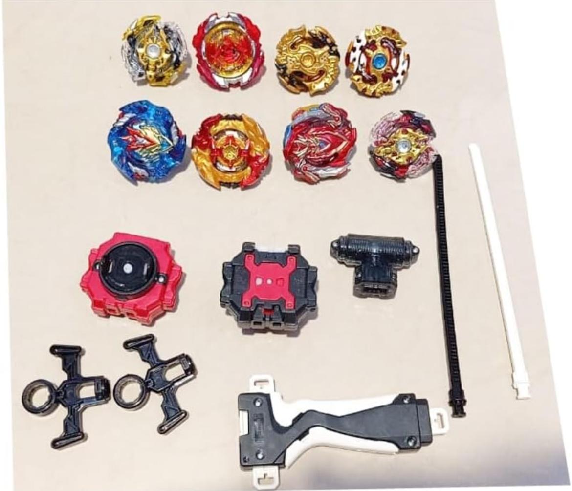 مجموعة إطلاق وصندوق تخزين لبازل بلابل الانفجار 4D – مجموعة بلابل دوران مع قاذف للأطفال – 8 قطع