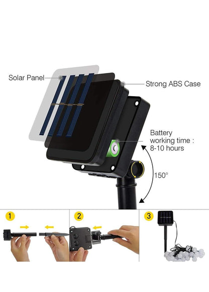 أضواء سلسلة شمسية خارجية من LooHome – 30 كرة كريستال LED