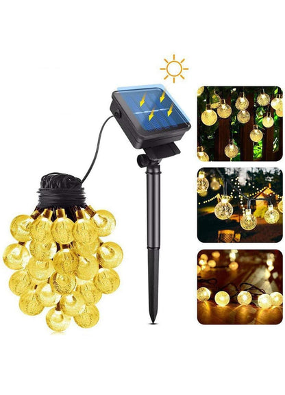 أضواء سلسلة شمسية خارجية من LooHome – 30 كرة كريستال LED