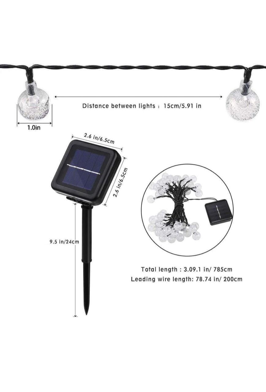 أضواء سلسلة شمسية خارجية من LooHome – 30 كرة كريستال LED