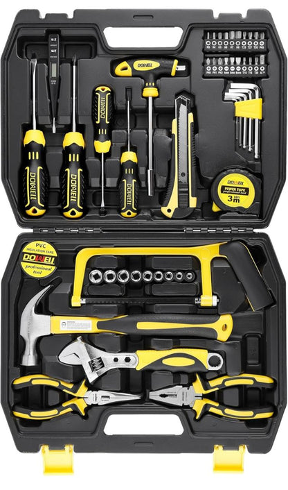 طقم أدوات DOWELL - 49 قطعة لصيانة المنزل مع صندوق تخزين بلاستيكي