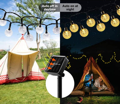أضواء سلسلة شمسية خارجية من LooHome – 30 كرة كريستال LED