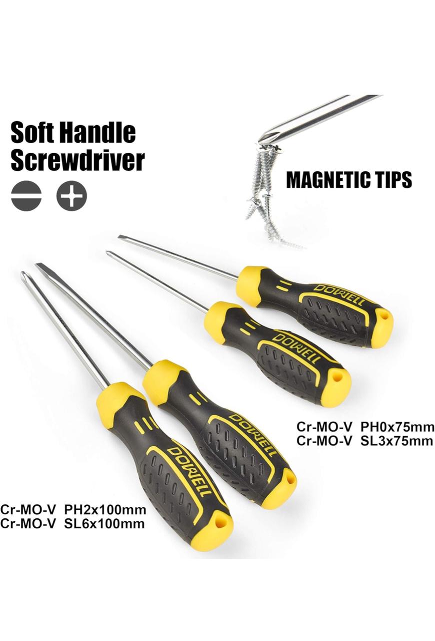 طقم أدوات DOWELL - 49 قطعة لصيانة المنزل مع صندوق تخزين بلاستيكي