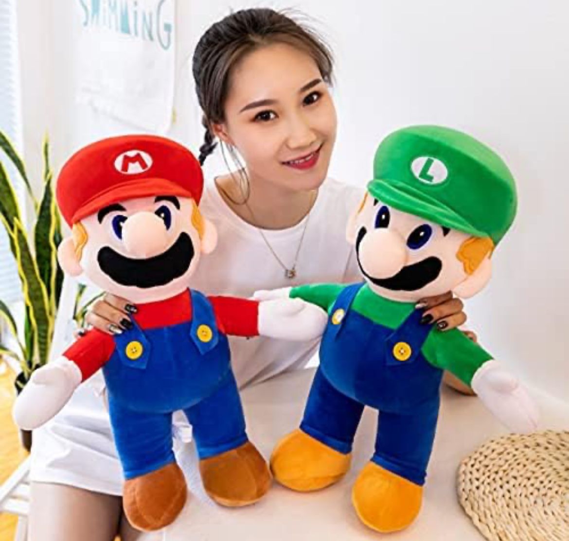 2 دمى محشوة لشخصيات ماريو – حجم كبير 15.75 إنش (40 سم)