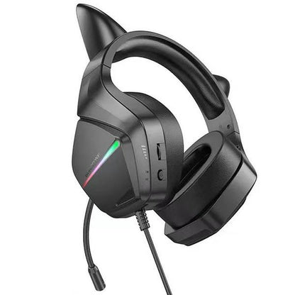 سماعات فوق الأذن BOROFONE BO106 قطة لطيفة (USB+3.5 مم/2 متر) قطة شبحية