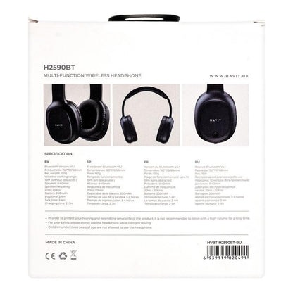 سماعة Havit H2590BT PRO بلوتوث – صوت عالي الدقة وراديو FM ودعم Micro SD