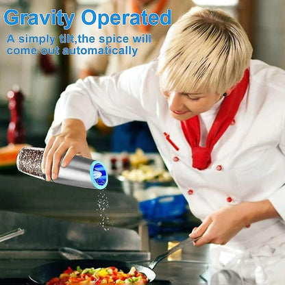 طقم مطحنة ملح وفلفل كهربائية بالجاذبية - أوتوماتيكية
