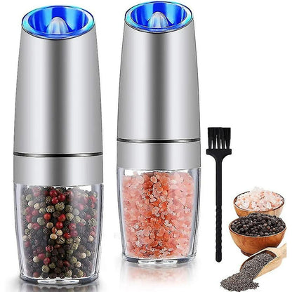 طقم مطحنة ملح وفلفل كهربائية بالجاذبية - أوتوماتيكية