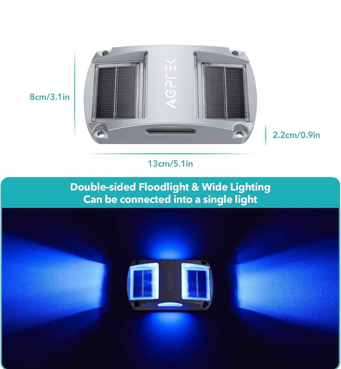 كشافات AGPTEK الشمسية للممرات الخارجية – أضواء سطح