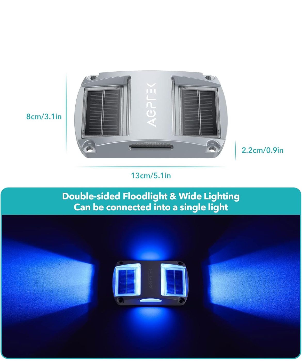 كشافات AGPTEK الشمسية للممرات الخارجية – أضواء سطح