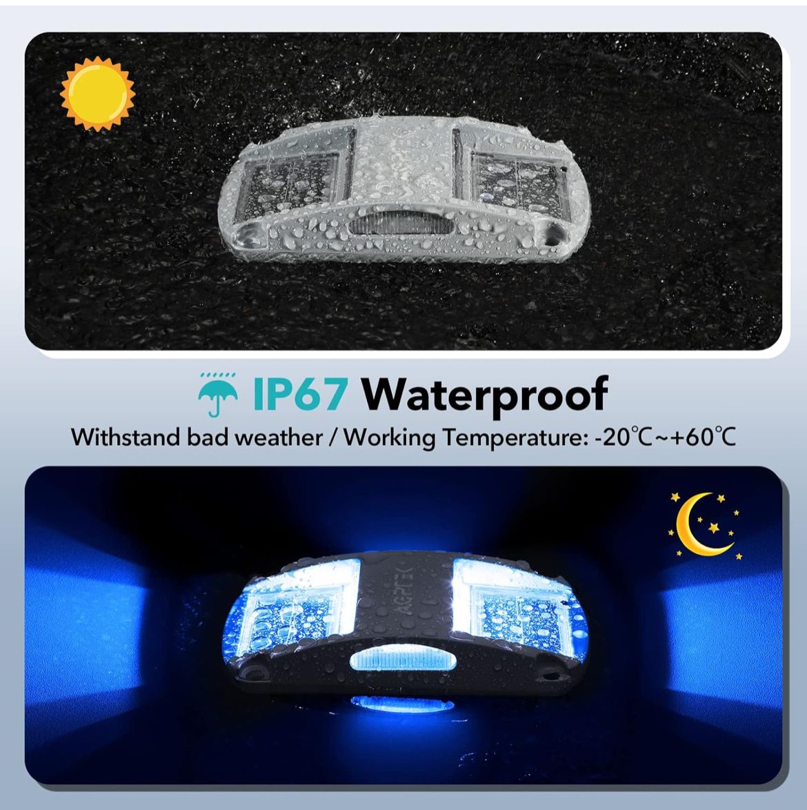 كشافات AGPTEK الشمسية للممرات الخارجية – أضواء سطح