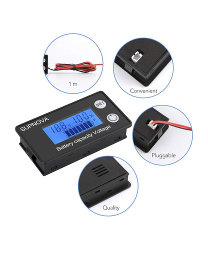 شاشة مراقبة البطارية 12V 24V 36V 48V 60V 72V من SUPNOVA – عداد رقمي