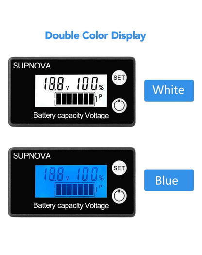 شاشة مراقبة البطارية 12V 24V 36V 48V 60V 72V من SUPNOVA – عداد رقمي