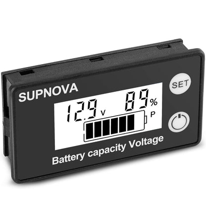 شاشة مراقبة البطارية 12V 24V 36V 48V 60V 72V من SUPNOVA – عداد رقمي