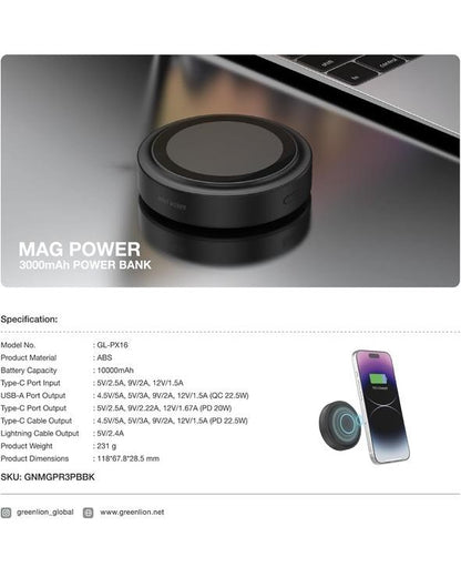 باور بانك Green Lion MAG Power بسعة 3000 مللي أمبير