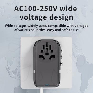 محول السفر GaN بقوة 65 واط مع كابل قابل للسحب (HHT907)