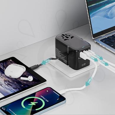 محول السفر GaN بقوة 65 واط مع كابل قابل للسحب (HHT907)