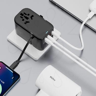 محول السفر GaN بقوة 65 واط مع كابل قابل للسحب (HHT907)