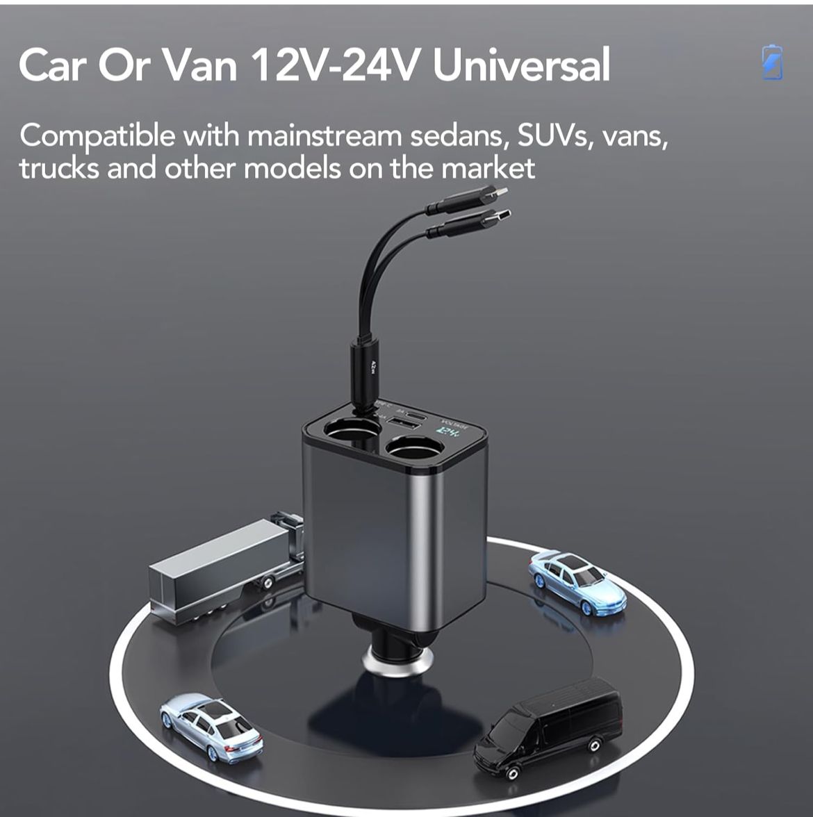 شاحن سيارة قابل للسحب 4 في 1، متوافق مع iPhone 16