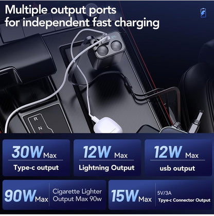 شاحن سيارة قابل للسحب 4 في 1، متوافق مع iPhone 16