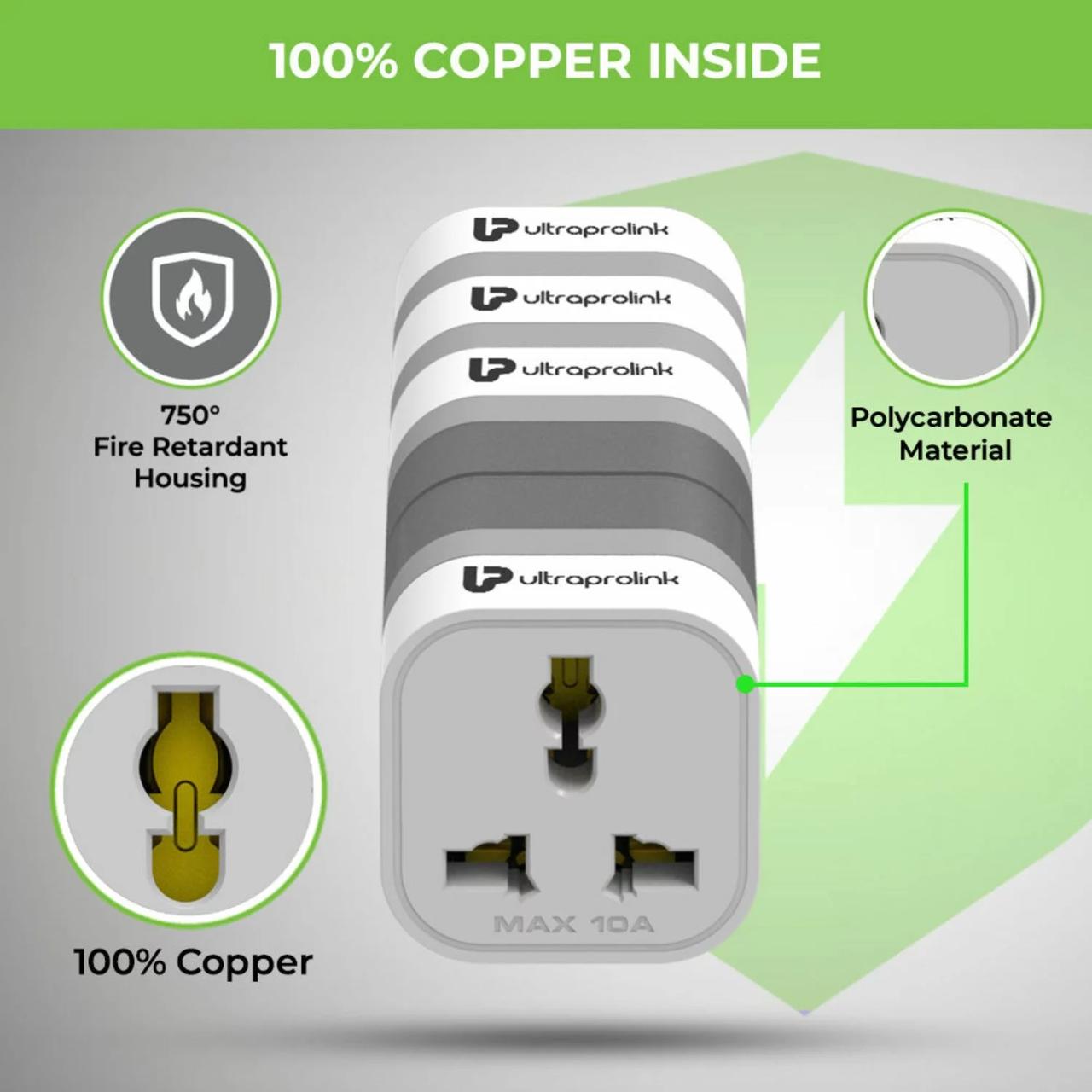 محولات كهربائية عالمية Ultraprolink Travel Qubes (علبة تحتوي على 4 قطع)